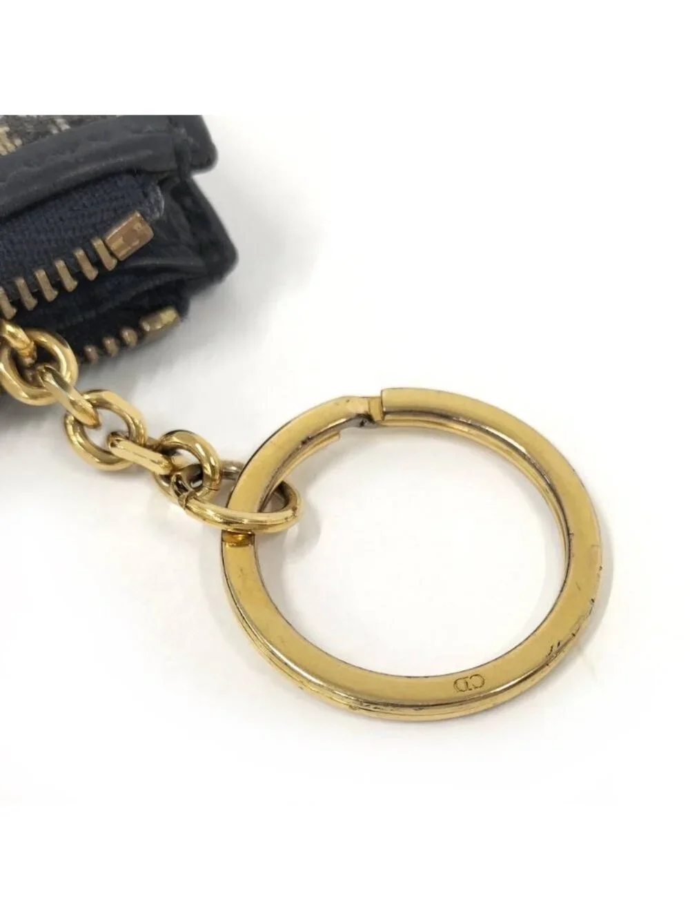 Dior Oblique Coin Case with Key Ring Jacquard Leather Navy